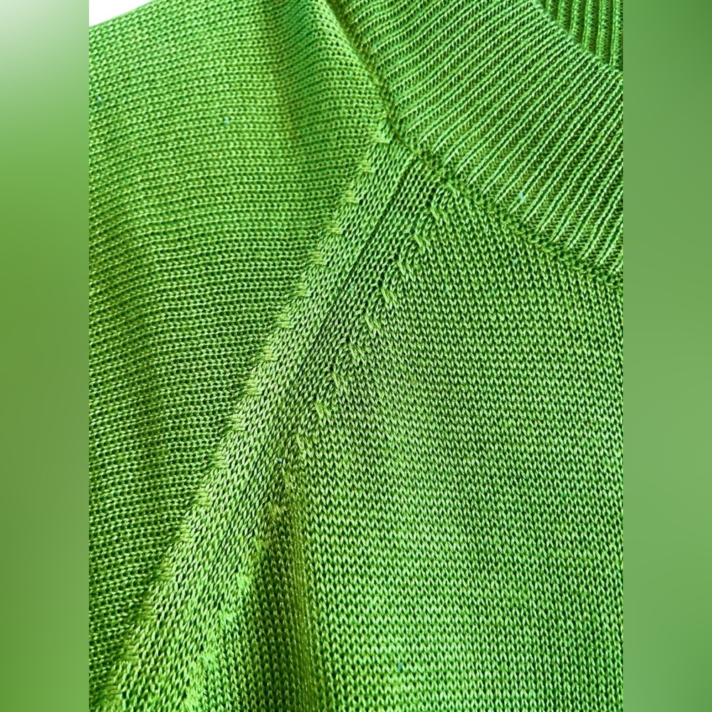 Vintage Rochelle California Chartreuse Green Acrylic Knit Short Sleeve 3XL XXXL - Picture 5 of 5